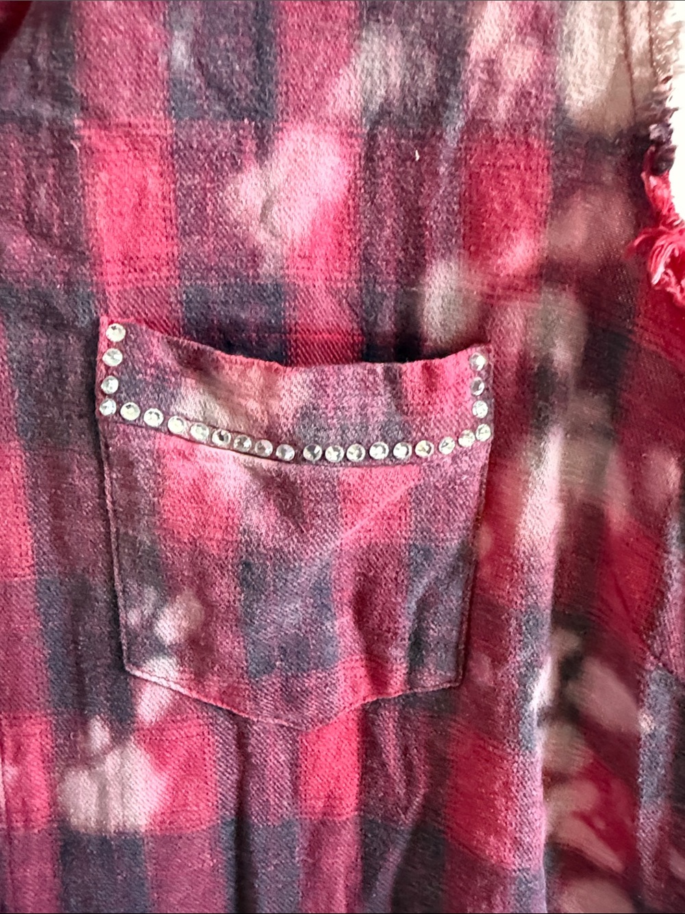 Sleeveless Studded Plaid snap-Up Shirt Dress - Pink & Black - Picture 3 of 5